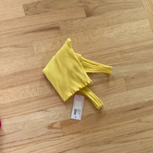 Yellow Lettuce Edge Crop Tank Top - Picture 4 of 4